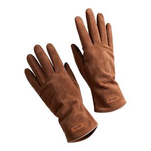 Jeep吉普保暖手套骑行防风防寒加绒加厚麂皮绒男款冬季户外可触屏