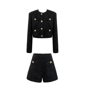 SainteYunne上与原创黑金高定套装富家千金感小香风两件套WT740