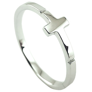 [集泰]简约十字架极细戒指女纯银s925清新冷淡风原宿原创设计中指