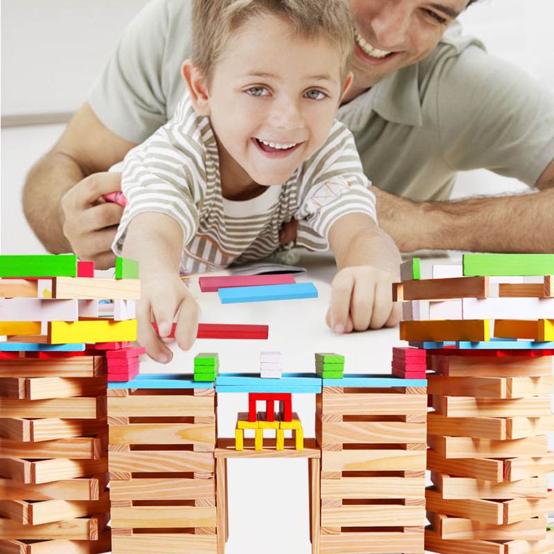 木质阿基米德儿童手工拼搭条木块材料搭建积木堆叠玩具模型幼儿园