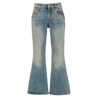 BALMAIN高腰喇叭牛仔裤