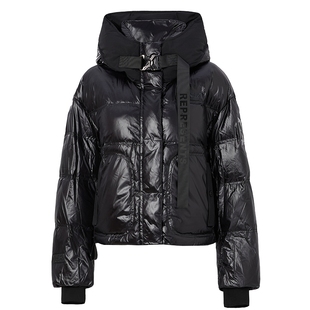 朗曼笛短款羽绒服女2025冬季新款加厚时尚连帽洋气鸭绒工装外套