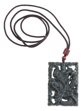 大刀霸气镂空玉石配饰关公吊坠