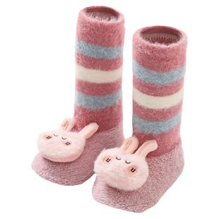 宝宝地板袜秋冬加绒袜子厚底儿童防滑袜套婴儿学步袜高筒保暖鞋袜