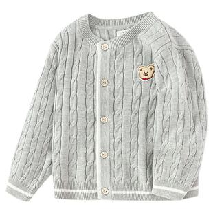 巴拉巴拉宝宝毛衣绞花开衫男童针织衫秋2025新款百搭