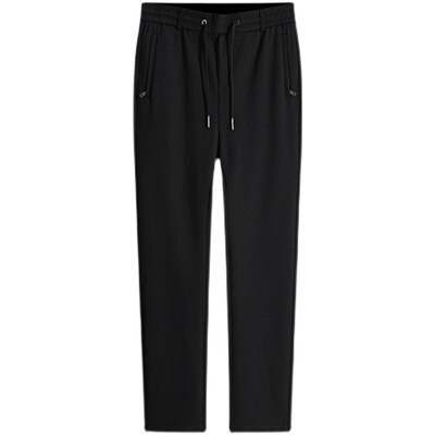 纹理褶皱松紧腰中老年秋冬男裤