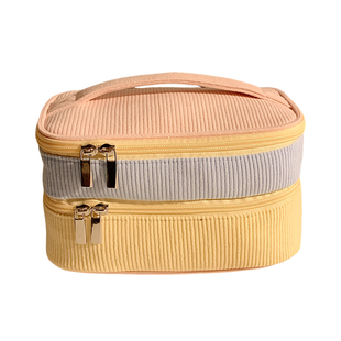 韩系撞色手提化妆包女2026新款便携大容量旅行洗漱包护肤品收纳包