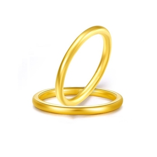 黄金素圈戒指金包银实心情侣对戒金戒指5G光面尾戒七夕送女友礼物