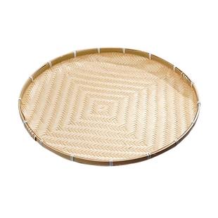 晒秋簸箕竹编家用无孔竹筛子圆形竹簸箕农家手工竹匾晾晒竹盘篮子