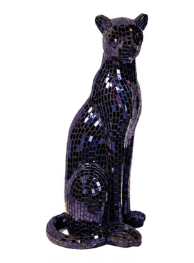 【本尼家】BJ01小号豹子玻璃钢创意镜片贴片个性家居艺术摆件