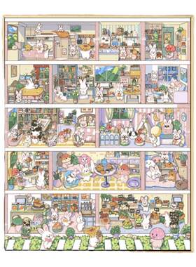【鱼鱼公寓】八代背板画布 可爱小房间DIY数字油画丙烯手工装饰画