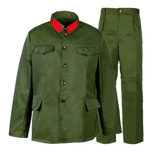 65老式的确良演出服军装男老式涤卡军装军干服怀旧老兵聚会绿军装
