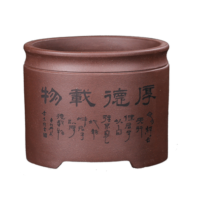 紫砂花盆中国风紫砂透气家用陶瓷
