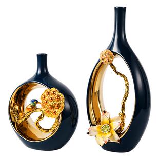 珐琅彩花瓶陶瓷工艺品摆件客厅玄关酒柜电视柜轻奢高档家居装饰品