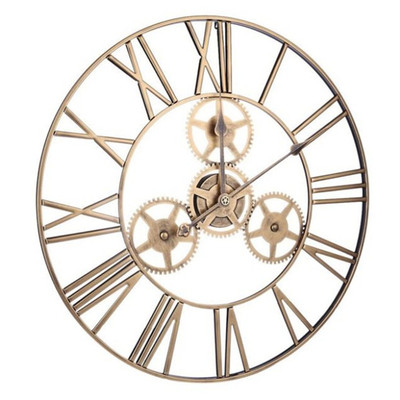 美式复古铁艺创意风金属齿轮挂钟