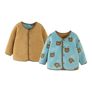 迷你巴拉巴拉男童女童外套宝宝羊羔绒夹克2025秋冬新款双面穿上衣