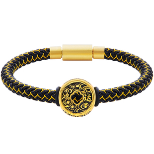 足金鸿运黄金男士手链招财进宝男款手环潮流黑金男女款转运珠女款