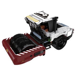 宇星模王旗舰店2025新款压路机小颗粒拼装积木模型迷你工程车玩具