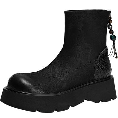 沈月郭宇欣同款MIO米奥女靴2025冬季新款弹力靴厚底短袜靴瘦瘦靴