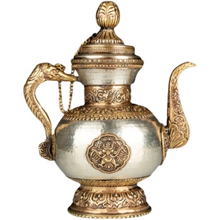 藏式供水壶藏族纯铜茶壶酒壶尼泊尔密宗佛具法器净水宝瓶酥油茶壶