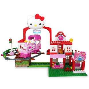 hello kitty积木摩天轮音乐盒女生5拼装玩具幼儿园8女孩礼物6岁