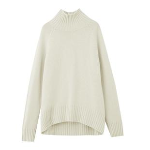 Amii2025冬新款百搭高领全绵羊毛粗针无缝一体成型抗菌毛衣女上衣