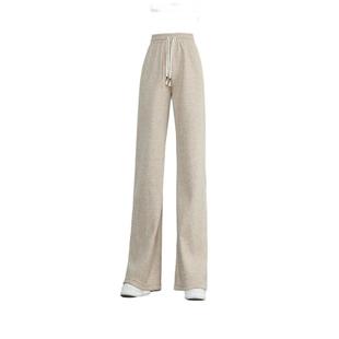 DPLAY秋冬新款驼色加绒直筒阔腿裤宽松女士休闲运动裤子