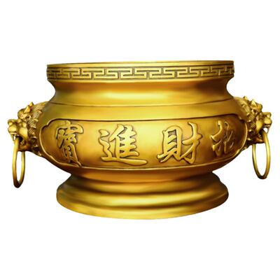 黄铜香炉摆件圆底炉佛堂工艺品