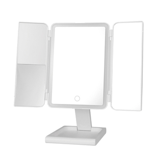 帝门特化妆镜台式带灯led镜子三折叠桌面补光梳妆台美容镜可调高