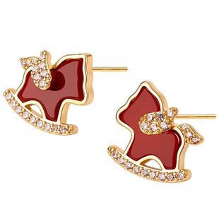 S999纯银针马上有钱耳钉女轻奢高级感耳饰2026爆款新年本命年耳环