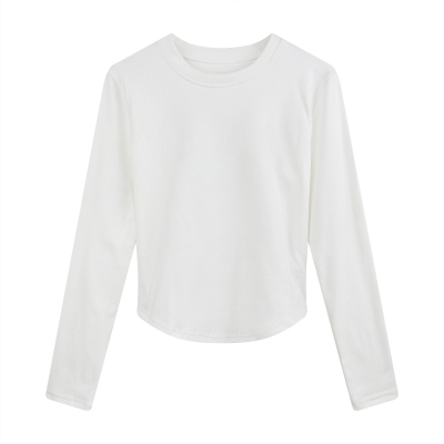 秋冬2025新款磨毛德绒女正肩短款内搭加绒打底衫修身T恤长袖上衣