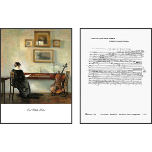 起贝肖邦琴谱琴房装饰画现代音乐教室挂画钢琴房摆件背景墙面壁画