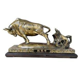 深圳特色文化礼品大理石仿青铜拓荒牛摆件.孺子牛雕塑工艺品奖品