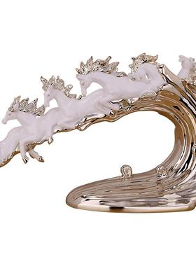 万马奔腾欧式风商务树脂工艺品