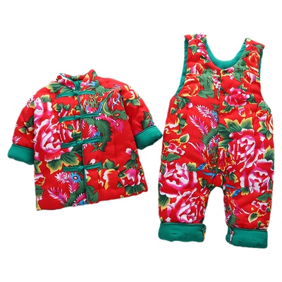 宝宝东北大花棉袄棉裤秋冬加厚