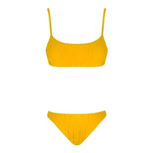 OceanMystery新款双色提花一字领 分体泳衣女 沙滩性感三角比基尼