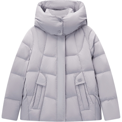 爱居兔轻盈舒适温柔紫羽绒服2025年冬季新款女连帽保暖冬外套