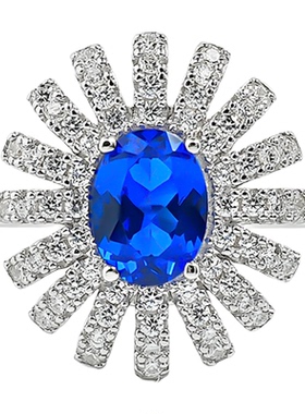 蓝小妖培育蓝尖晶石925银戒指