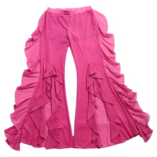 肚皮舞网纱裤子热卖德国水沙前衩荷叶边喇叭裤小丫经典设计CL46