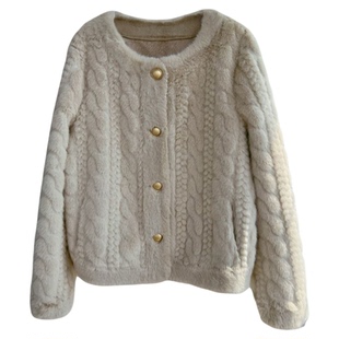 2025爆款独特超好看金貂绒垂感短款外套女秋冬季仿皮草杨小妖上衣