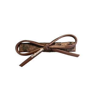 韩国早秋新款皮质蝴蝶结字母豹纹鸭嘴夹机车少女刘海边夹懒人发夹