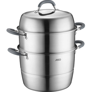 爱仕达蒸锅三层304不锈钢不串味26/28/30大容量燃气电磁炉通用锅