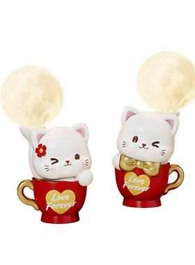 猫猫一对红色夜灯结婚礼物