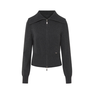 朗姿/LIME莱茵秋冬新款Miu风羊毛休闲针织套装翻领开衫毛衣直筒裤