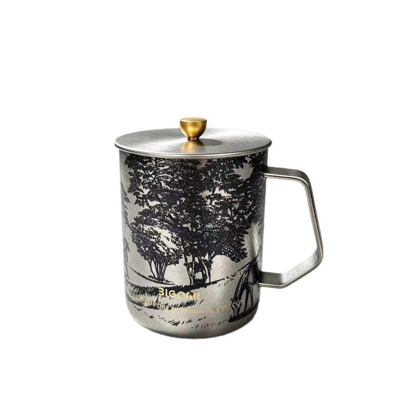 纯钛保温杯可刻字带盖纯钛茶杯
