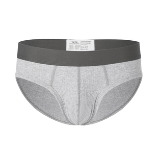 男士纯棉螺纹三角内裤低腰性感经典黑白灰三色透气弹力裤衩