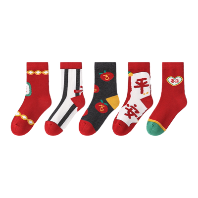 斑比新年儿童袜子秋冬季男童棉袜