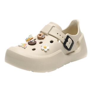 华耐洞洞鞋女士款2026新款夏季超火配饰外穿厚底增高包头凉拖鞋子