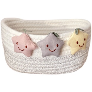 棉线篮收纳筐桌面杂物盒化妆品整理箱儿童内衣储物盒玄关置物篮子