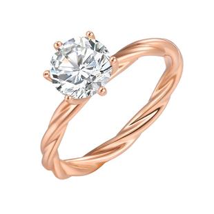 TopMiya【培育】18K金女藤蔓款人工人造钻石培育钻石戒指经典六爪